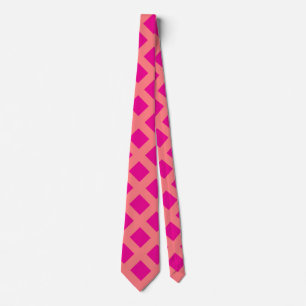 Hot Pink Orange Schachbrett Patterns Boho farbenfr Krawatte