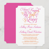 Hot Pink Orange Soul Lieben Herzenssehen Einladung (Vorne/Hinten)
