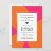 Hot Pink Orange Trendy Graduation Party Einladung (Vorderseite)