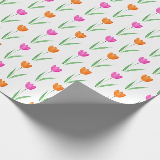 Hot Pink & Orange Wasserfarbe Muster Geschenkpapier (Ecke)