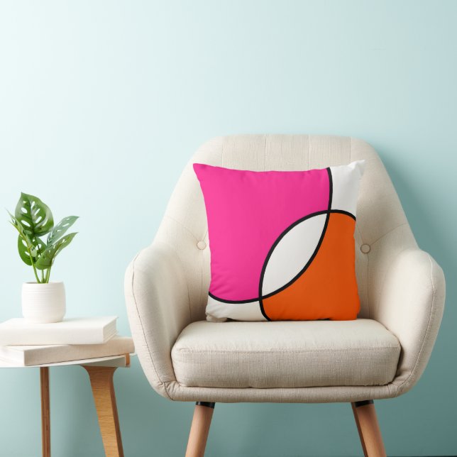Hot Pink Orange White Circles Kissen (Stuhl )