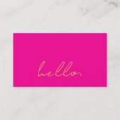 Hot Pink Orange Yellow Hello Script Typografie Visitenkarte (Vorderseite)