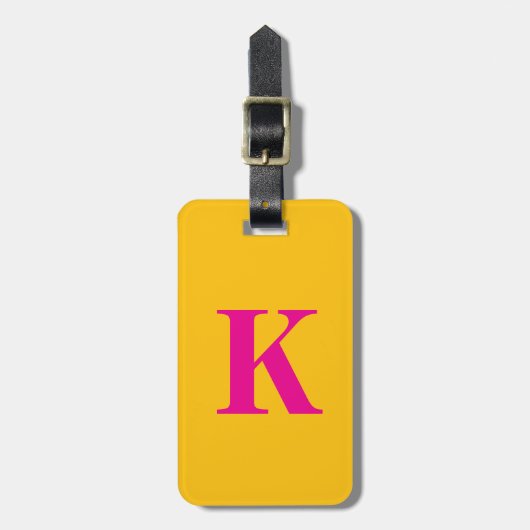 Hot Pink Orange Yellow Monogram Name Gift 2025 Gepäckanhänger (Vorderseite vertikal)