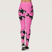 Hot Pink Orca Killer Whale Gemustert Leggings (Rückseite)