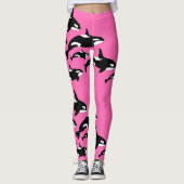 Hot Pink Orca Killer Whale Gemustert Leggings (Vorderseite)