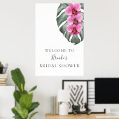 Hot Pink Orchids Brautparty Willkommen Poster (Heimbüro)