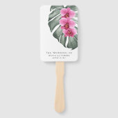 Hot Pink Orchids Tropical Floral Wedding Fächer (Vorderseite)