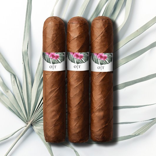 Hot Pink Orchids Tropical Wedding Cigar Band