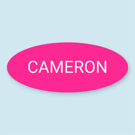 Hot Pink Oval Name Tag Abzeichen Button oder Magne