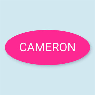 Hot Pink Oval Name Tag Abzeichen Button oder Magne
