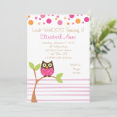Hot Pink Owl Einladung (Stehend Vorderseite)