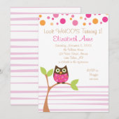 Hot Pink Owl Einladung (Vorne/Hinten)