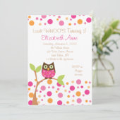 Hot Pink Owl Einladung (Stehend Vorderseite)