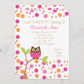 Hot Pink Owl Einladung (Vorne/Hinten)
