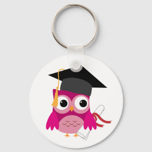Hot Pink Owl mit Diploma Abschluss Schlüsselanhä Schlüsselanhänger