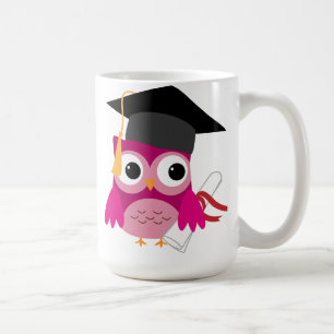 Hot Pink Owl mit Diploma Abschluss Tasse