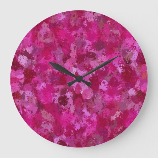 Hot Pink Paint Balls Große Wanduhr (Vorderseite)