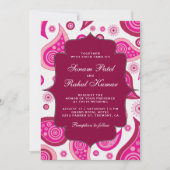Hot Pink Paisley Pattern Indian Wedding Einladung (Vorderseite)