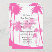 Hot Pink Palm Trees Tropical Wedding Einladung (Vorne/Hinten)