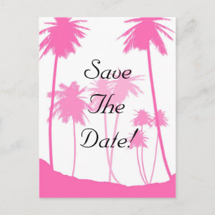 Hot Pink Palm Trees tropische Hochzeit speichern d Ankündigungspostkarte
