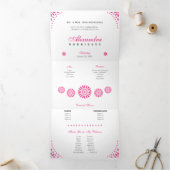 Hot Pink Papado Picado Mis Quince Años Dreifach Gefaltete Einladung (Innenseite)