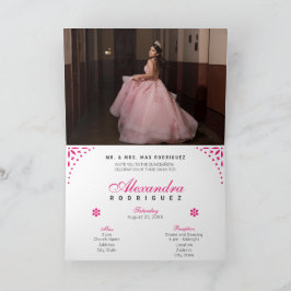 Hot Pink Papado Picado Mis Quince Años Einladung