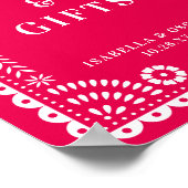 Hot Pink Papel Picado Hochzeitszeichen Poster (Ecke)