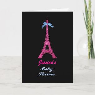 Hot Pink Paris Eiffel Tower Baby Dusche Party Einladung