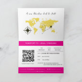 Hot Pink Passport Style 21st Birthday Party Ankündigung (Innenseite)