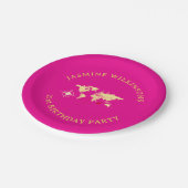 Hot Pink Passport Style 21st Birthday Party  Pappteller (Schrägansicht)