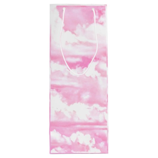 Hot Pink Pastellwolken Geschenktüte Für Weinflaschen (Rückseite)