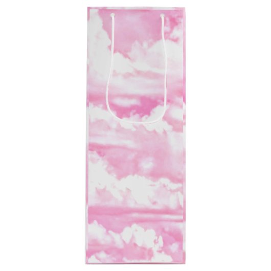 Hot Pink Pastellwolken Geschenktüte Für Weinflaschen (Vorderseite)