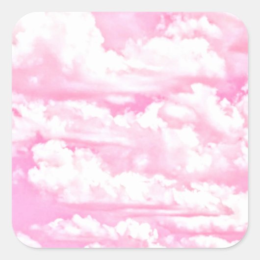 Hot Pink Pastellwolken Quadratischer Aufkleber (Vorderseite)