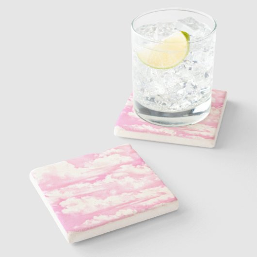 Hot Pink Pastellwolken Steinuntersetzer (Seitenansicht)