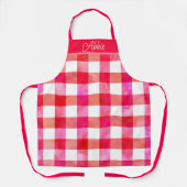 Hot Pink Peach Wasserfarbe Kariert Schürze (Vorderseite)