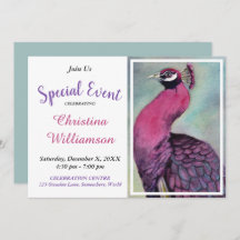HOT PINK PEACOCK PARTY EREIGNIS INVITE
