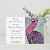 HOT PINK PEACOCK PARTY EREIGNIS INVITE EINLADUNG (Stehend Vorderseite)
