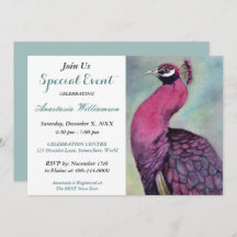 HOT PINK PEACOCK PARTY EREIGNIS INVITE