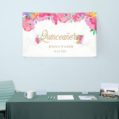 Hot Pink Peonies Quinceanera Begrüßungsbanner Banner (Messeveranstaltung)