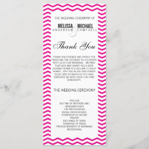 Hot Pink Perfect Zickzack/Zig Zag Hochzeitsprogram Programm