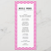 Hot Pink Perfect Zickzack/Zig Zag Hochzeitsprogram Programm (Rückseite)