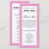 Hot Pink Perfect Zickzack/Zig Zag Hochzeitsprogram Programm (Vorne/Hinten)