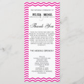 Hot Pink Perfect Zickzack/Zig Zag Hochzeitsprogram Programm (Vorderseite)
