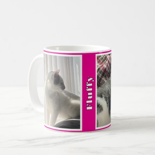 Hot Pink Pet Photos and Names Kaffeetasse (Vorderseite Links)