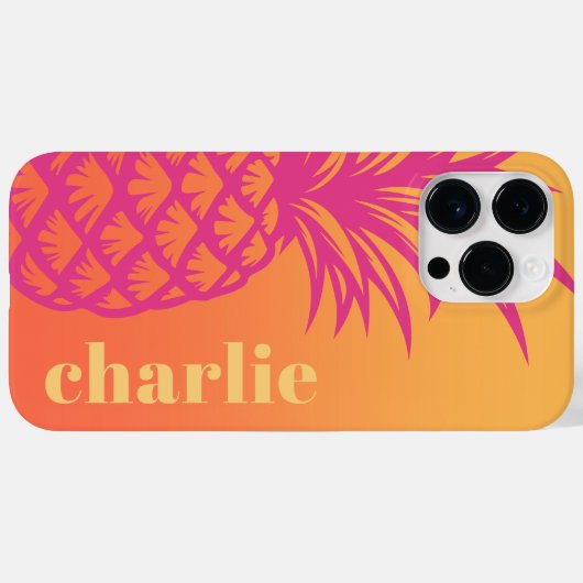 Hot pink pineapple orange yellow gradient retro Case-Mate iPhone hülle (Rückseite (Horizontal))