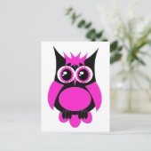 Hot Pink Pink Owl Postkarte (Stehend Vorderseite)