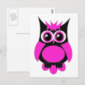 Hot Pink Pink Owl Postkarte (Vorne/Hinten)