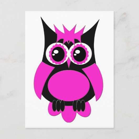 Hot Pink Pink Owl Postkarte (Vorderseite)