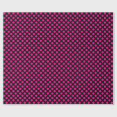 Hot Pink Polka Dock auf schwarzen Wrapping Paper Geschenkpapier (Flach)