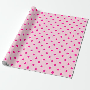 Hot Pink Polka Dot auf hellrosa Großraum Geschenkpapier
